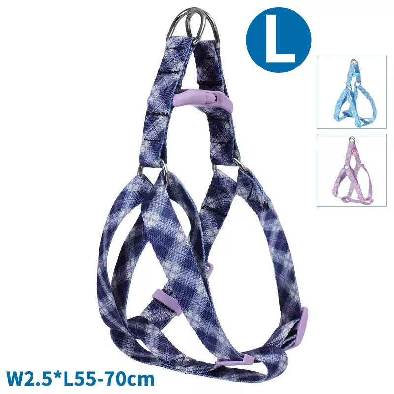 Szelki dla psa w Kratkę - Rozmiar L (55-70 cm) - Kolorowe - 8719138146314