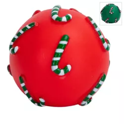 Świąteczna Zabawka dla Psa - Piłka Piszcząca Laski Cukrowe 7cm - 8719138144389