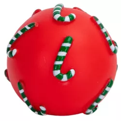 Świąteczna Zabawka dla Psa - Piłka Piszcząca Laski Cukrowe 7cm - 8719138144389