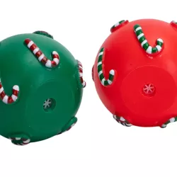 Świąteczna Zabawka dla Psa - Piłka Piszcząca Laski Cukrowe 7cm - 8719138144389