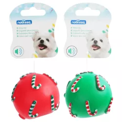 Świąteczna Zabawka dla Psa - Piłka Piszcząca Laski Cukrowe 7cm - 8719138144389