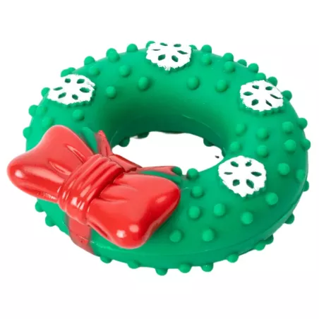 Wieniec świąteczny zabawka dla psa 12x4cm - piszczący duży gryzak - 8719138144396