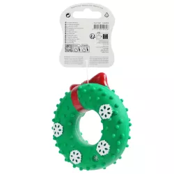 Wieniec świąteczny zabawka dla psa 12x4cm - piszczący duży gryzak - 8719138144396