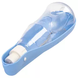 Przenośna butelka na wodę z poidłem dla zwierząt 413ml niebieska - 8719138145164