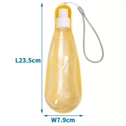 Przenośna butelka na wodę z poidłem dla zwierząt 413ml kolor żółty - 8719138145188