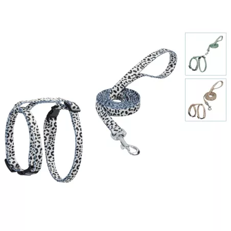 Szelki dla kota ze smyczą w panterkę długość 110 typ H 20–35/25–45cm - 8719138146260
