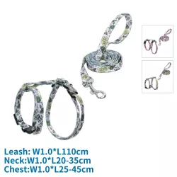 Szelki dla kota ze smyczą w kwiaty długość 110 typ H 20–35/25–45cm - 8719138146277