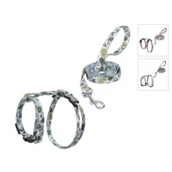 Szelki dla kota ze smyczą w kwiaty długość 110 typ H 20–35/25–45cm - 8719138146277