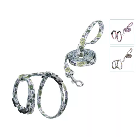 Szelki dla kota ze smyczą w kwiaty długość 110 typ H 20–35/25–45cm - 8719138146277