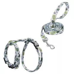 Szelki dla kota ze smyczą w kwiaty długość 110 typ H 20–35/25–45cm - 8719138146277