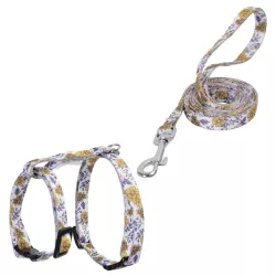 Szelki dla kota ze smyczą w kwiaty długość 110 typ H 20–35/25–45cm - 8719138146277