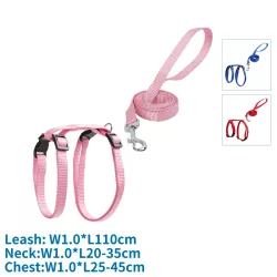 Szelki dla kota ze smyczą gładkie długość 110 typ H 20–35/25–45cm - 8719138146284