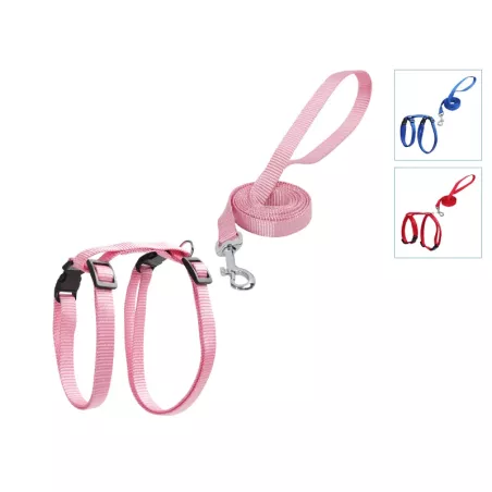Szelki dla kota ze smyczą gładkie długość 110 typ H 20–35/25–45cm - 8719138146284