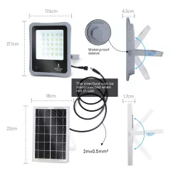 Zestaw solarny o mocy LED 30W halogen rozdzielny panel oraz pilot - 8433325211981