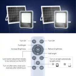 Zestaw solarny o mocy LED 100W halogen rozdzielny panel oraz pilot - 8433325212001