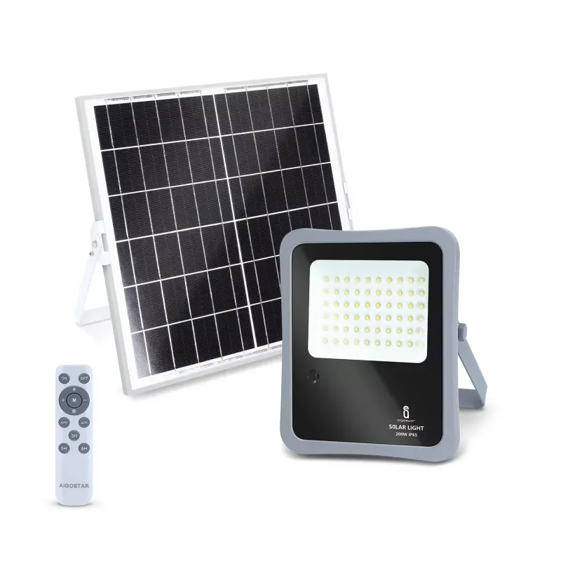 Zestaw solarny o mocy LED 200W halogen rozdzielny panel oraz pilot - 8433325212018