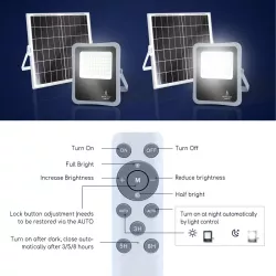 Zestaw solarny o mocy LED 200W halogen rozdzielny panel oraz pilot - 8433325212018