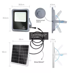 Zestaw solarny o mocy LED 200W halogen rozdzielny panel oraz pilot - 8433325212018