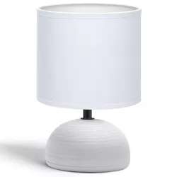 Elegancka lampa stołowa E14 bez żarówki z białą ceramiczną podstawą - 8433325371746