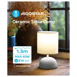 Elegancka lampa stołowa E14 bez żarówki z białą ceramiczną podstawą - 8433325371746