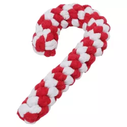 Świąteczna zabawka sznurowa dla psa cukrowa laska czerwono-biała 20cm - 8719138144501