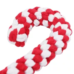 Świąteczna zabawka sznurowa dla psa cukrowa laska czerwono-biała 20cm - 8719138144501