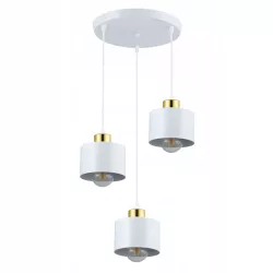 Lampa sufitowa wisząca żyrandol LED 3x E27 oprawa LOFT biały + złoty-5904703010203
