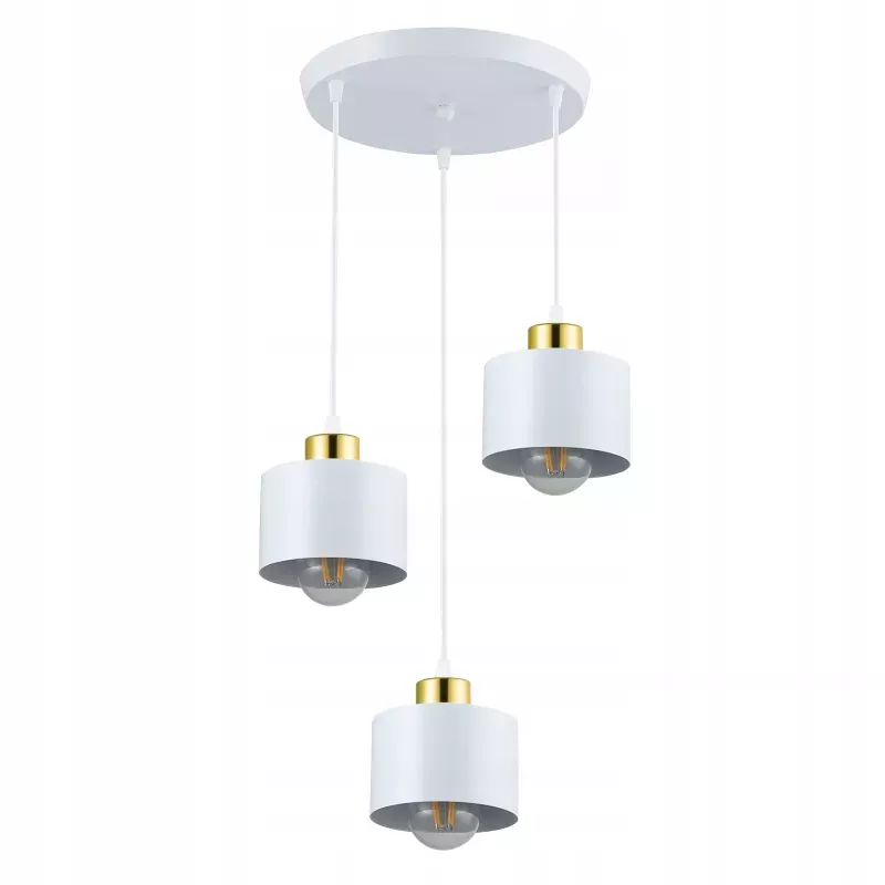 Lampa sufitowa wisząca żyrandol LED 3x E27 oprawa LOFT biały + złoty-5904703010203