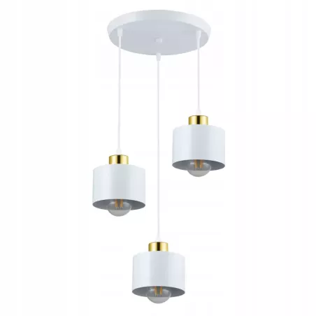 Lampa sufitowa wisząca żyrandol LED 3x E27 oprawa LOFT biały + złoty-5904703010203