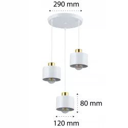 Lampa sufitowa wisząca żyrandol LED 3x E27 oprawa LOFT biały + złoty-5904703010203