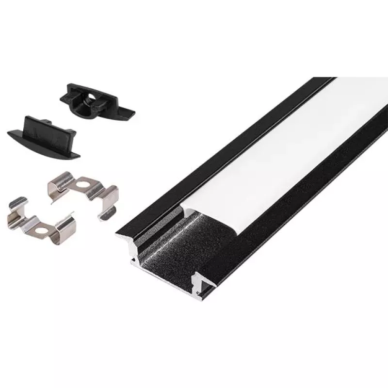 Profil Led Masterled wpuszczany 1m czarny mleczny-5904703022411