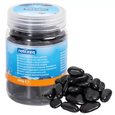 Wysoko polerowane czarne kamienie do akwarium 400g kamyki o wielkości 20-30mm - 8719138146758