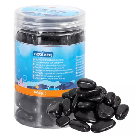 Wysoko polerowane czarne kamienie do akwarium 1000g kamyki o wielkości 20-30mm - 8719138146772