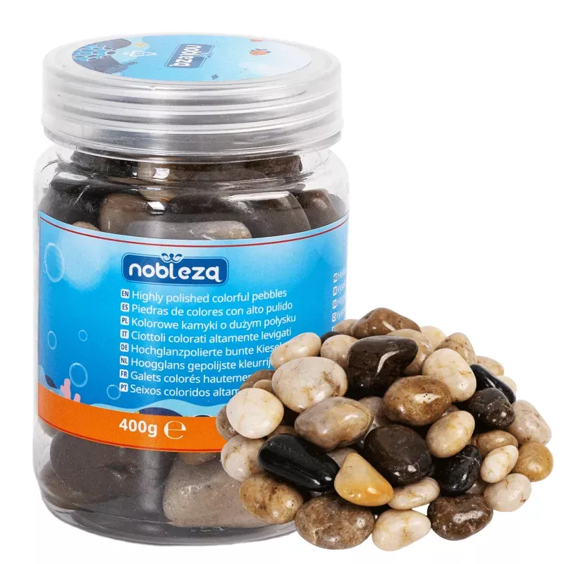 Wysoko polerowane kolorowe kamienie do akwarium 400g kamyki o wielkości 20-30mm - 8719138146789