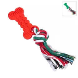 Świąteczna zabawka dla psa kość TPR i sznurkiem - gryzak L20xW4.5xH1.5cm - 8719138144204