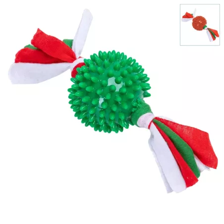 Świąteczna zabawka dla psa piłka TPR cukierek - gryzak L17xW6.5xH6.5cm - 8719138144228