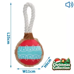 Pluszowa zabawka dla psa z pętlą sznurkową i piszczkiem - 25cm - 8719138144358