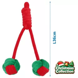 Zabawka dla psa z liny z dwiema kulkami - 36cm - 8719138144525