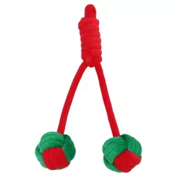 Zabawka dla psa z liny z dwiema kulkami - 36cm - 8719138144525