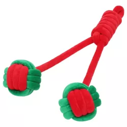 Zabawka dla psa z liny z dwiema kulkami - 36cm - 8719138144525