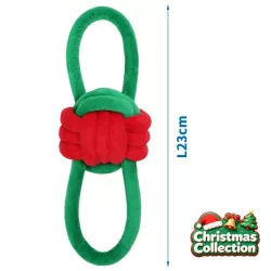 Zabawka dla psa z liny podwójna pętla i kulka - 23cm - 8719138144563