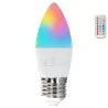 Żarówka świeczka LED C37 E27 6W RGB+3000K kolorowa i ciepła z pilotem - 8433325418427