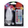 Żarówka świeczka LED C37 E27 6W RGB+3000K kolorowa i ciepła z pilotem - 8433325418427