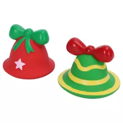 Zabawka dla psa dzwonek świąteczny z kokardą lub w paski 7-8.7cm - 8719138144860