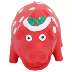 Chrumkająca duża lateksowa zabawka dla psa świnka w groszki 19x9.5x10.5cm - 8719138144891