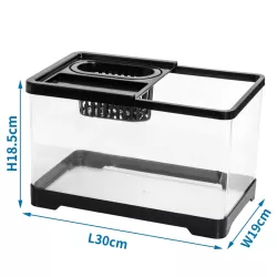 Mini akwarium z pokrywką i karmnikiem 10,5L na biurko 30x19x18.5cm - 8719138147663