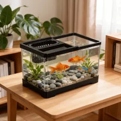 Mini akwarium z pokrywką i karmnikiem 10,5L na biurko 30x19x18.5cm - 8719138147663