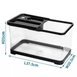Akwarium z pokrywką i karmnikiem 16L kompaktowe na biurko 37.5x20.5x21cm - 8719138147670