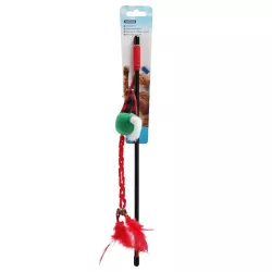 Wędka do zabawy z kotem ze świątecznym skrzatem, patyk 40 cm - 8719138144273
