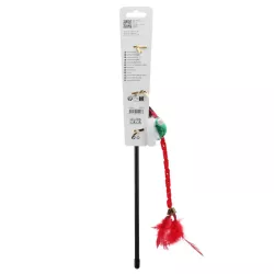 Wędka do zabawy z kotem ze świątecznym skrzatem, patyk 40 cm - 8719138144273